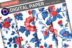 Patriotic Vintage Flowers Digital Paper Product Image 1