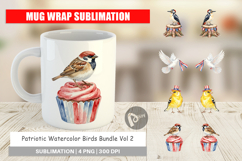 Patriotic Watercolor Birds Mug Wrap Product Image 1