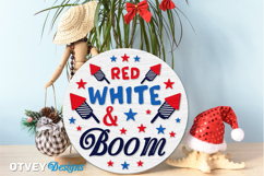 Patriotic Welcome Sign, Round Door Hanger Product Image 3