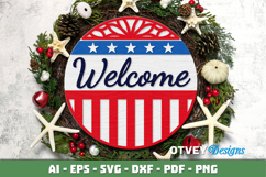 Patriotic Welcome Sign, Round Door Hanger Product Image 3