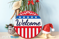 Patriotic Welcome Sign, Round Door Hanger Product Image 2
