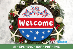Patriotic Welcome Sign, Round Door Hanger Product Image 2
