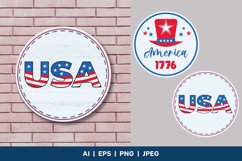 Patriotic Round Welcome Sign Set, USA & America 1776 Product Image 1