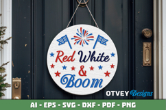 Patriotic Welcome Sign, Round Door Hanger Product Image 3
