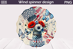 Patriotic Wind Spinner | 4th Of July Poppy Wind Spinner Product Image 1