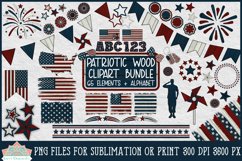 Patriotic Wood Clipart 4th of July Sublimation Bundle