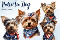 Patriotic Yorky Clipart Dog Breed USA Scarf Independence Day Product Image 1