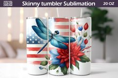 Patriotic Dragonfly Tumbler Wrap | 4th of July Tumbler Product Image 1