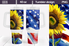 Patriotic Sunflowers Tumbler 40 Oz | American Flag Tumbler Product Image 1
