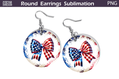 Memorial Bow Round Earrings | Patriotic Bow Earrings Product Image 1