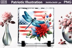 Patriotic Flowers Illustration | Slate Sublimation Design Product Image 1
