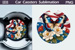 Patriotic Butterfly Car Coaster | 4th of July Car Coaster Product Image 1