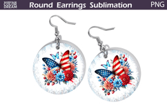 Memorial Butterfly Round Earrings | Patriotic Floral Earring Product Image 1