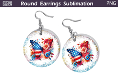 Memorial Butterfly Round Earrings | Patriotic Floral Earring Product Image 1