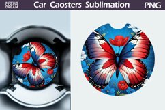 Patriotic Butterfly Car Coaster | 4th of July Car Coaster Product Image 1