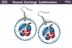 4th Of July Cherry Round Earrings | Patriotic Cherry Earring Product Image 1