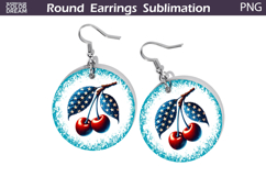 4th Of July Cherry Round Earrings | Patriotic Cherry Earring Product Image 1