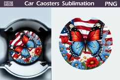 Patriotic Butterfly Car Coaster | 4th of July Car Coaster Product Image 1