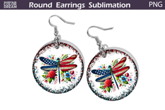 4th Of July Dragonfly Round Earrings | Patriotic Dragonfly Product Image 1