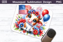 Patriotic Mouse Pad | Cow 4th of July Mousepad Product Image 1