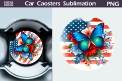 Patriotic Butterfly Car Coaster | 4th of July Car Coaster Product Image 1