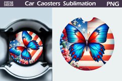 Patriotic Butterfly Car Coaster | 4th of July Car Coaster Product Image 1