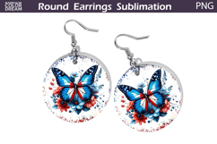 Memorial Butterfly Round Earrings | Patriotic Floral Earring Product Image 1