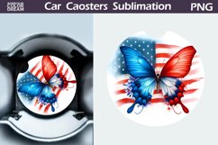 Patriotic Butterfly Car Coaster | 4th of July Car Coaster Product Image 1