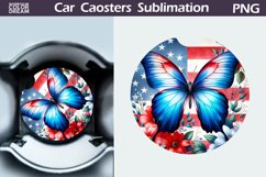 Patriotic Butterfly Car Coaster | 4th of July Car Coaster Product Image 1