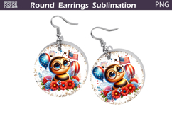 4th Of July Bee Round Earrings | Patriotic Bee Earrings Product Image 1