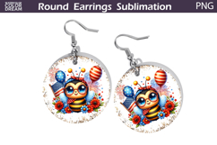 4th Of July Bee Round Earrings | Patriotic Bee Earrings Product Image 1
