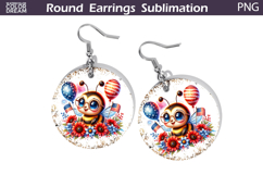 4th Of July Bee Round Earrings | Patriotic Bee Earrings Product Image 1