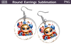 4th Of July Bee Round Earrings | Patriotic Bee Earrings Product Image 1