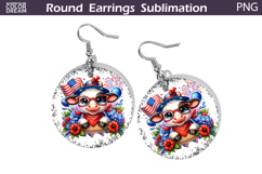 4th Of July Cow Round Earrings | Patriotic Cow Earrings Product Image 1