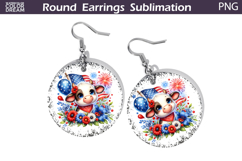 4th Of July Cow Round Earrings | Patriotic Cow Earrings Product Image 1