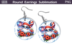 4th Of July Ghost Round Earrings | Patriotic Ghost Earrings Product Image 1