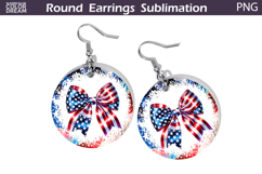 Memorial Bow Round Earrings | Patriotic Bow Earrings Product Image 1