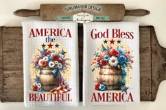 Patriotic Barrel of Flowers - Sublimation Dish Towel Designs Product Image 1
