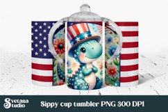 Patriotic dinosaur sippy cup wrap | Patriotic kids Product Image 1