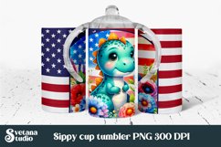 Patriotic dinosaur sippy cup sublimation | Patriotic kids Product Image 1
