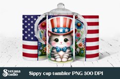 Patriotic cat sippy cup | Patriotic kids tumbler Product Image 1