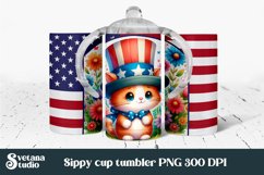Patriotic cat sippy cup | Patriotic kids tumbler wrap Product Image 1