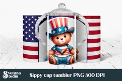 Patriotic bear sippy cup | Patriotic kids tumbler wrap Product Image 1
