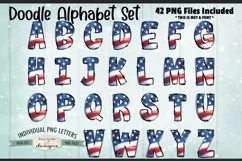 Patriotic Flag Doodle Alphabet and Numbers | PNG Files Product Image 2