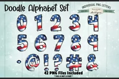 Patriotic Flag Doodle Alphabet and Numbers | PNG Files Product Image 3