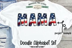 Patriotic Flag Doodle Alphabet and Numbers | PNG Files Product Image 4