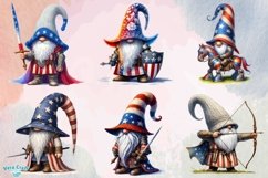 Patriotic Knight Gnome Watercolor Clipart - 30 Variations Product Image 3