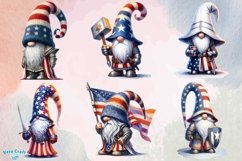 Patriotic Knight Gnome Watercolor Clipart - 30 Variations Product Image 4