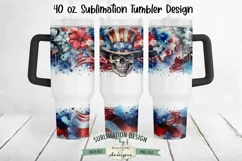 Patriotic Skull and Flowers 40 oz Sublimation Tumbler Design Product Image 2