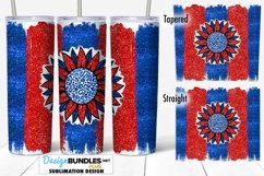 Patriotic Glitter Sunflower 20 oz Tumbler Wrap Sublimation Product Image 1